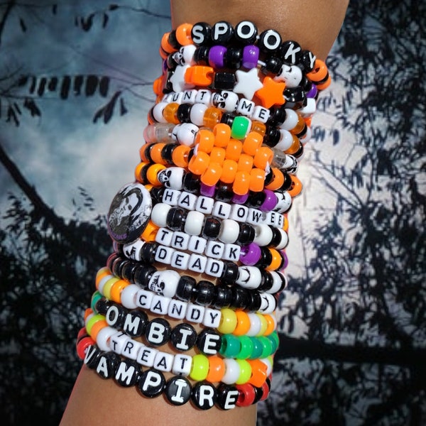 1 - 5 - 10 - 15 - 20 - 25 Spooky Halloween Kandi! - Kandi Singles - Mystery Grab Bag - Confetti - Bulk Bracelets - Beaded Jewelry - Rave