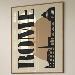 Rome Cityscape Poster | Retro Italy Wall Art | Digital Download | Travel Poster | Printable Home Decor | Rome Gift