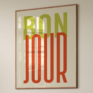Bonjour Poster, French Word Art Print, Typography Poster, Trendy Wall Art, French Quote Print, GalleryArt Print, Instant Digital Download