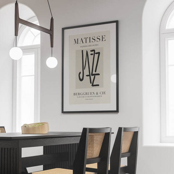 Matisse Jazz, Matisse Art Poster, Home Decor Wall Art, Henri Matisse, Black and White Jazz, Digital Print, Instant Download