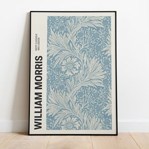 William Morris Art Poster, Art Nouveau, Exhibition Flower Art Poster, Morris Blue Leaf Vintage Museum Print, William Morris Vintage Poster
