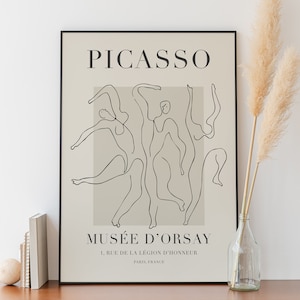 Picasso Dance One Line Art, Minimalist Black & White Print, Modern Home Decor, Abstract Art for Living Room, Digital Download