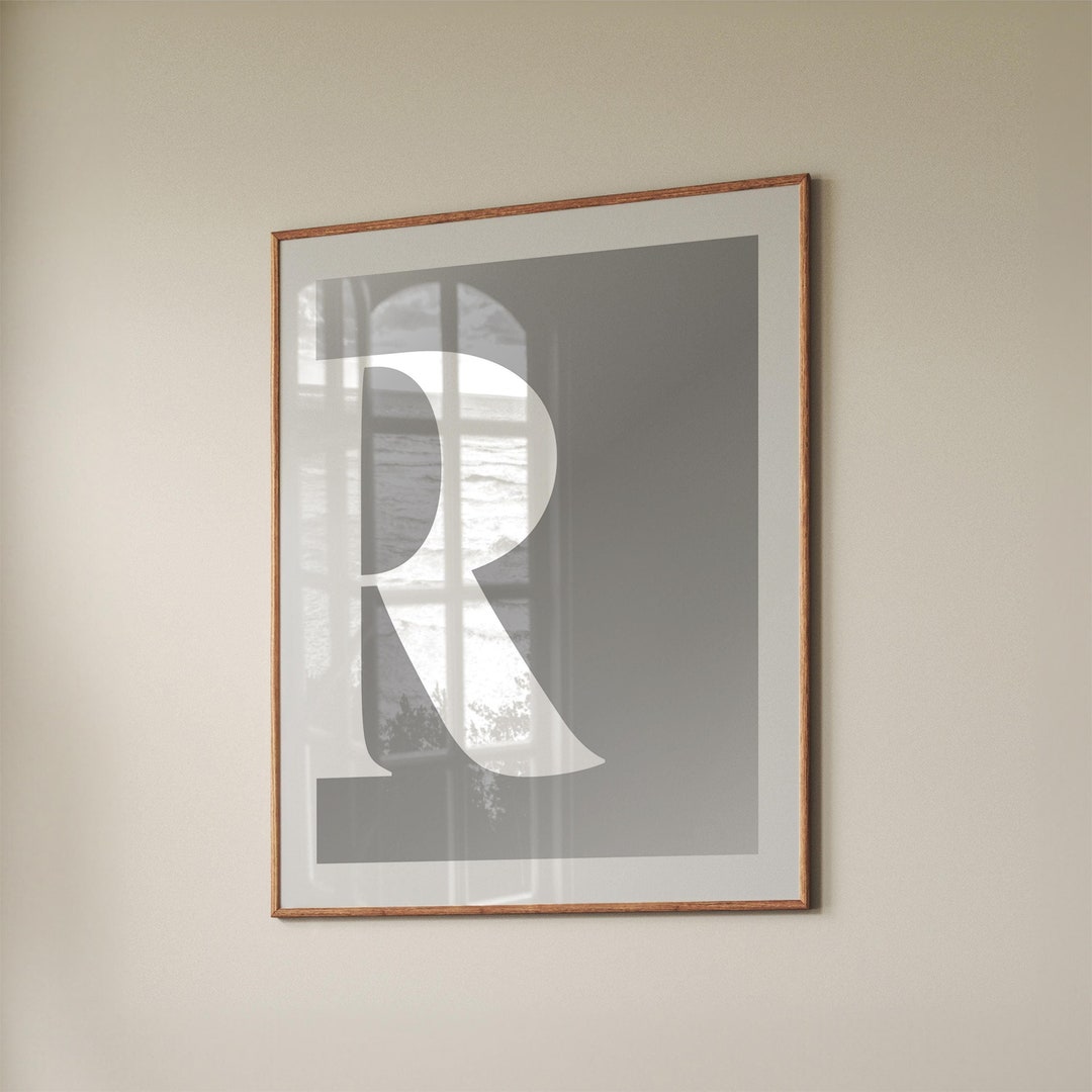 Letter R Print, Letter Wall Art, Custom Wall Decor , Alphabet Silver ...