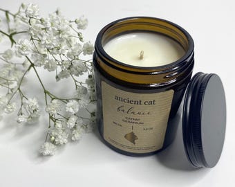 CATNIP & GERANIUM CANDLE | Cat Candle |  Pet - Friendly | Balancing, Calming and Stress-Relieving | Toxin Free