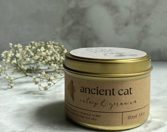 CATNIP & GERANIUM CANDLE | Cat Candle |  Pet - Friendly | Aromatherapy | Nurturing, Calming and Stress-Relieving | Toxin Free