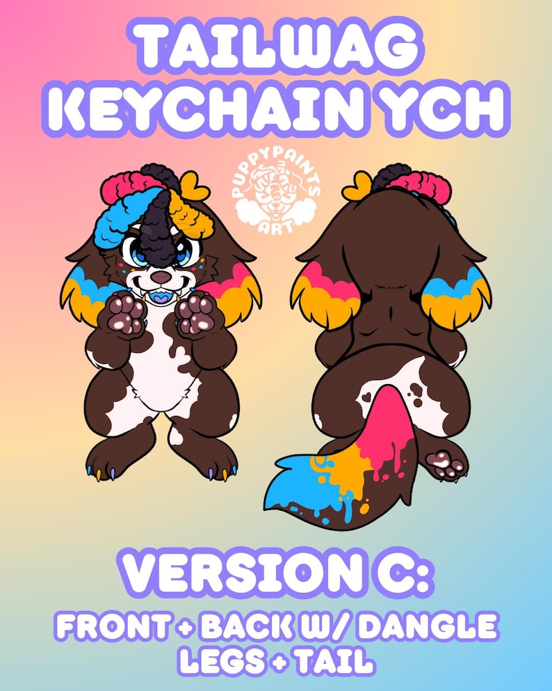 Custom YCH Wagging Tail Keychain | Furry Fursona Acrylic Keychain - Etsy