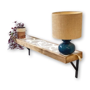 Floating hall console · Wooden and tile shelf · Floating console · Wooden hall furniture