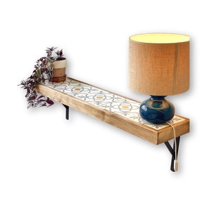 Floating hall console · Wooden and tile shelf · Floating console · Wooden hall furniture