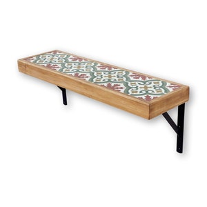 Floating hall console · Wooden and tile shelf · Floating console · Wooden hall furniture