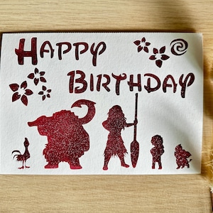 fichier de découpe carte anniversaire disney vaiana, fichier SVG , Moana disney birthday card cutting file, birthday card template SVG file