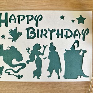 fichier de découpe carte anniversaire theme Disney, fichier SVG , disney theme birthday card cutting file, birthday card template SVG file