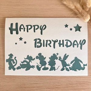 fichier de découpe carte anniversaire theme disney, fichier SVG , disney theme birthday card cutting file, birthday card template SVG file