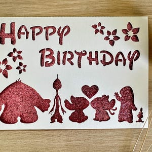 fichier de découpe carte anniversaire theme disney, fichier SVG , disney theme birthday card cutting file, birthday card template SVG file