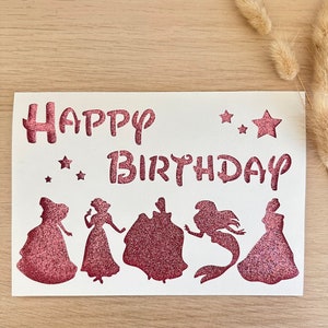 fichier de découpe carte anniversaire disney princesse fichier SVG, disney princess birthday card cutting file, card template SVG file