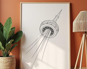 CN Tower Line Art Print, Toronto Minimalist Architecture Poster (Digital Download)