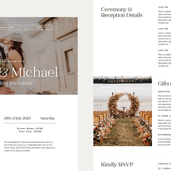 Wedding Invitation Website Canva Template | Minimalist Digital Wedding Invitation | Digitale Hochzeitseinladung Website