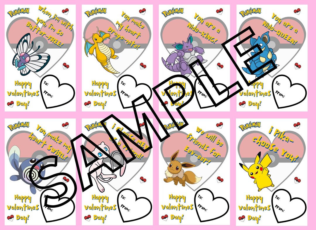 Pokemon Valentines Cards Printable Etsy