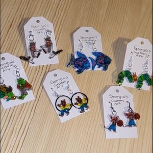 Classical book character earrings