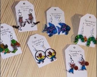Classical book character earrings