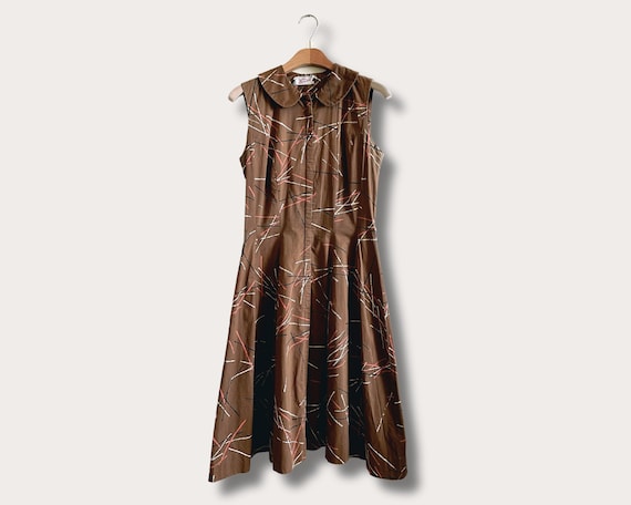 brown polka dot long dress Olive Brown Polka Dot Sweetheart Long Sleeve Midi Dress – Girl In Mind main image 1