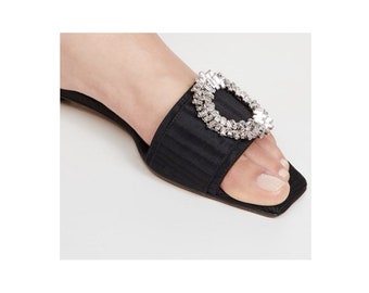 Alexandre Birman Madelina Sandals Slide Ons New, Alexandre Birman Crystal Sandals Black, Designer Shoes