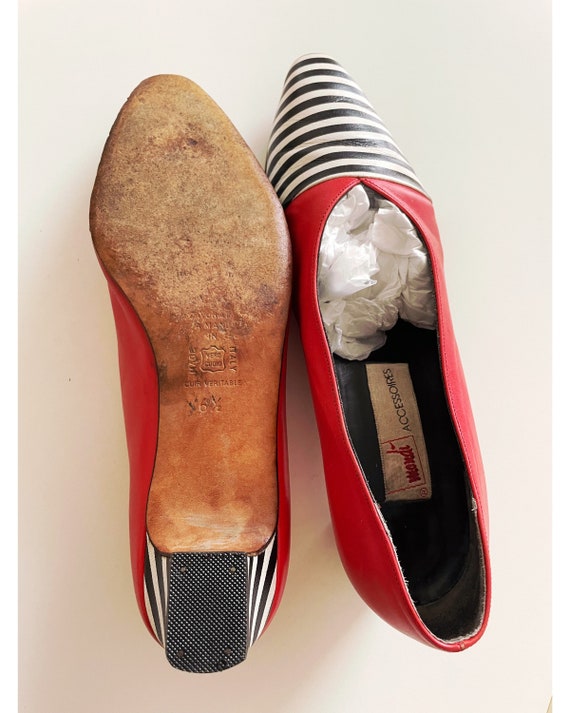 Vintage Mondi low heel shoes, red striped vintage… - image 5