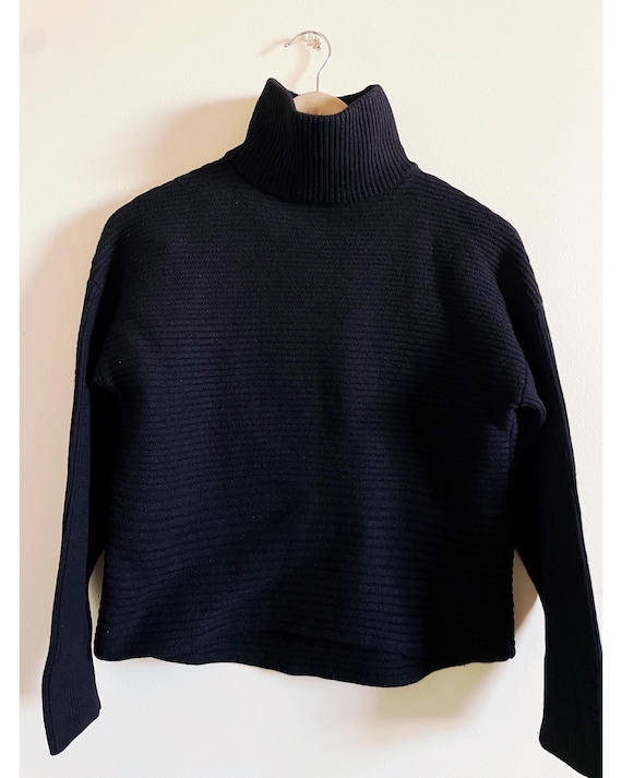 Helmut Lang, Helmut Lang Wool Viscose Blend Black Minimalist Turtleneck Sweater | Helmut Lang XS Black Sweater | Minimalist Sweater Black