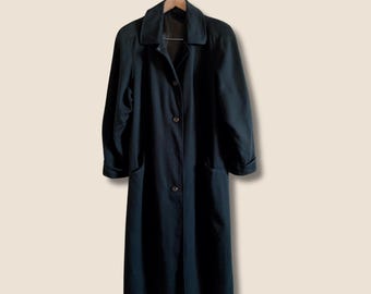 Vintage 80s Deep Forest Green Wool Maxi Longline Coat | Wool Maxi Coat | Vintage Maxi Coat Wool | Forest Green Wool Coat | Minimalist Coat