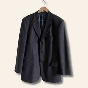 Vintage Calvin Klein Wool Cashmere Blazer | Oversized Men&#39;s Jacket | The Row Inspired Minimalist Look | Boyfriend Blazer, Black, Brown,