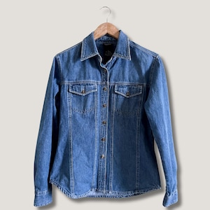 90s Vintage Denim Essential Denim Shirt | Vintage Denim Button Up | Essential Denim Button Up Vintage
