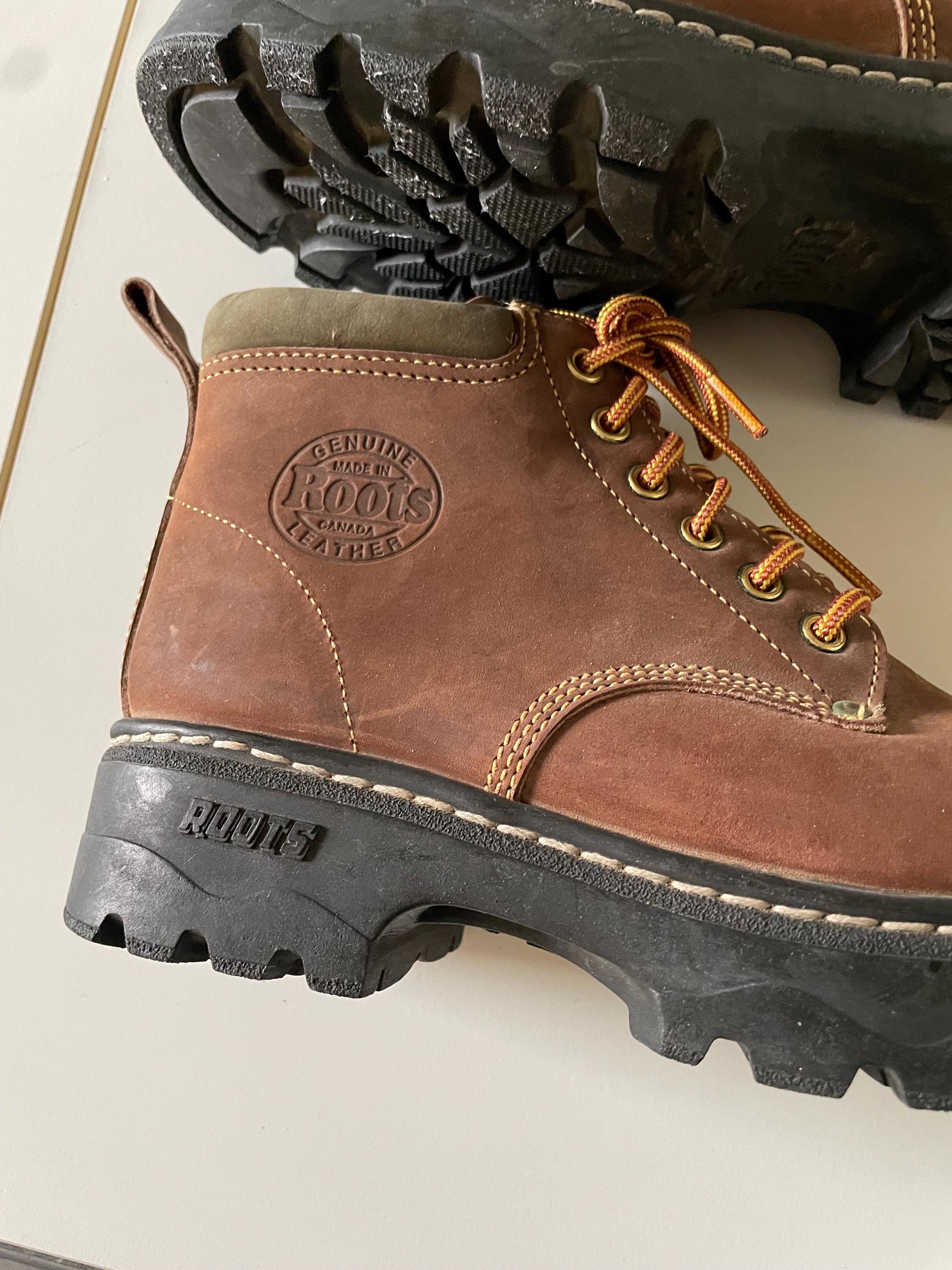 Vintage Rare Roots Tuff Leather 90s Boots Chunky Sole W7.5  display picture 2