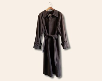 Vintage 80s Chocolate Brown Barn Coat Jacket Trenchcoat Longline | Longline Brown Trenchcoat | Vintage Longline Barn Coat Jacket Chocolate