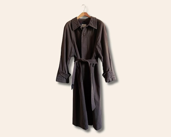 Vintage 80s Chocolate Brown Barn Coat Jacket Trenchcoat Longline | Longline Brown Trenchcoat | Vintage Longline Barn Coat Jacket Chocolate