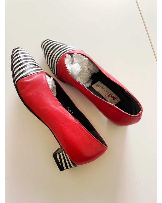 Vintage Mondi low heel shoes, red striped vintage… - image 6