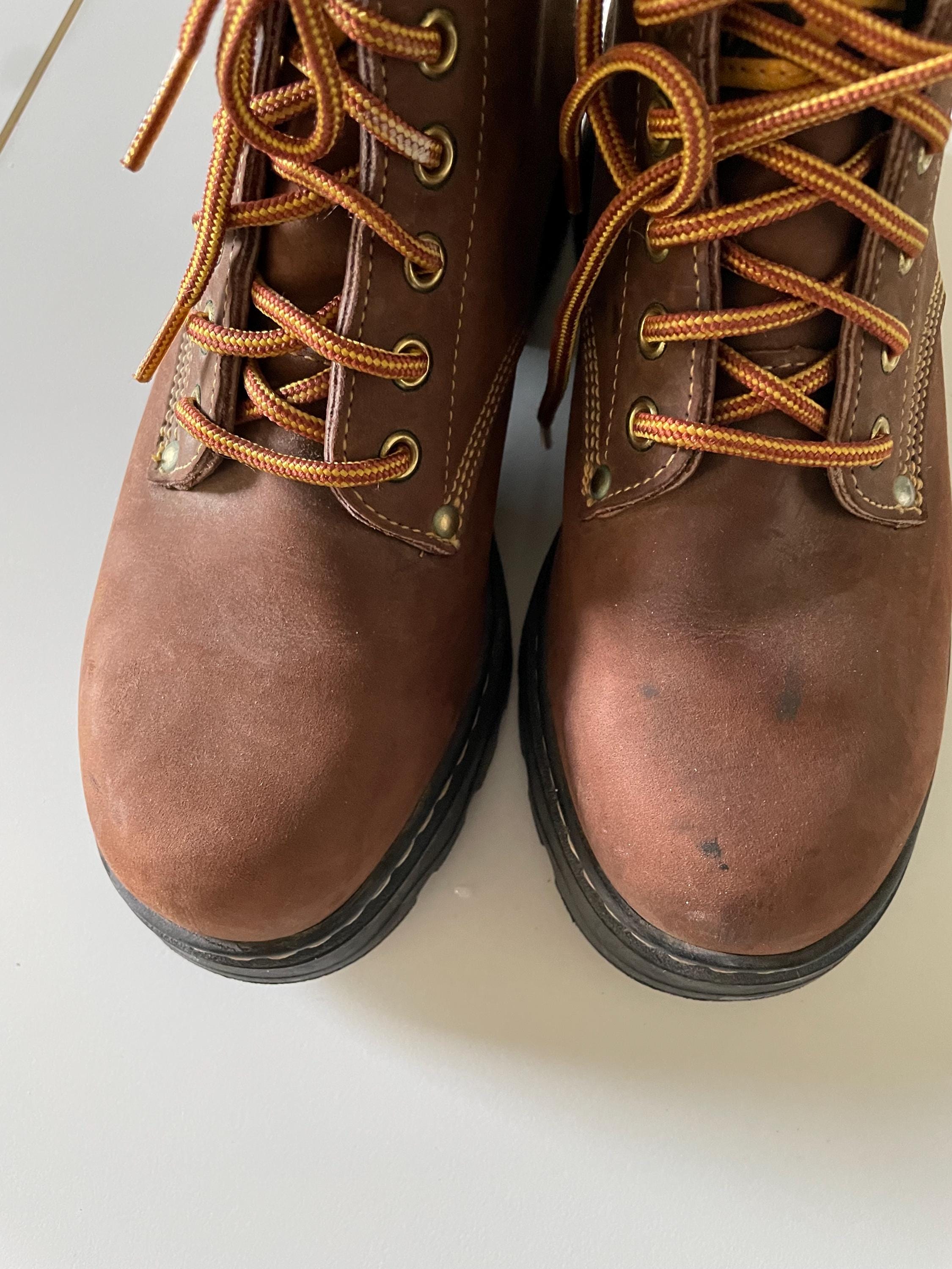 Vintage Rare Roots Tuff Leather 90s Boots Chunky Sole W7.5 
