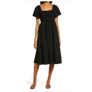 chinese dress ladies Madewell Women's Smocked-Waist Midi Dress in Seersucker, True Black, XXS at  Amazon Women's Clothing store