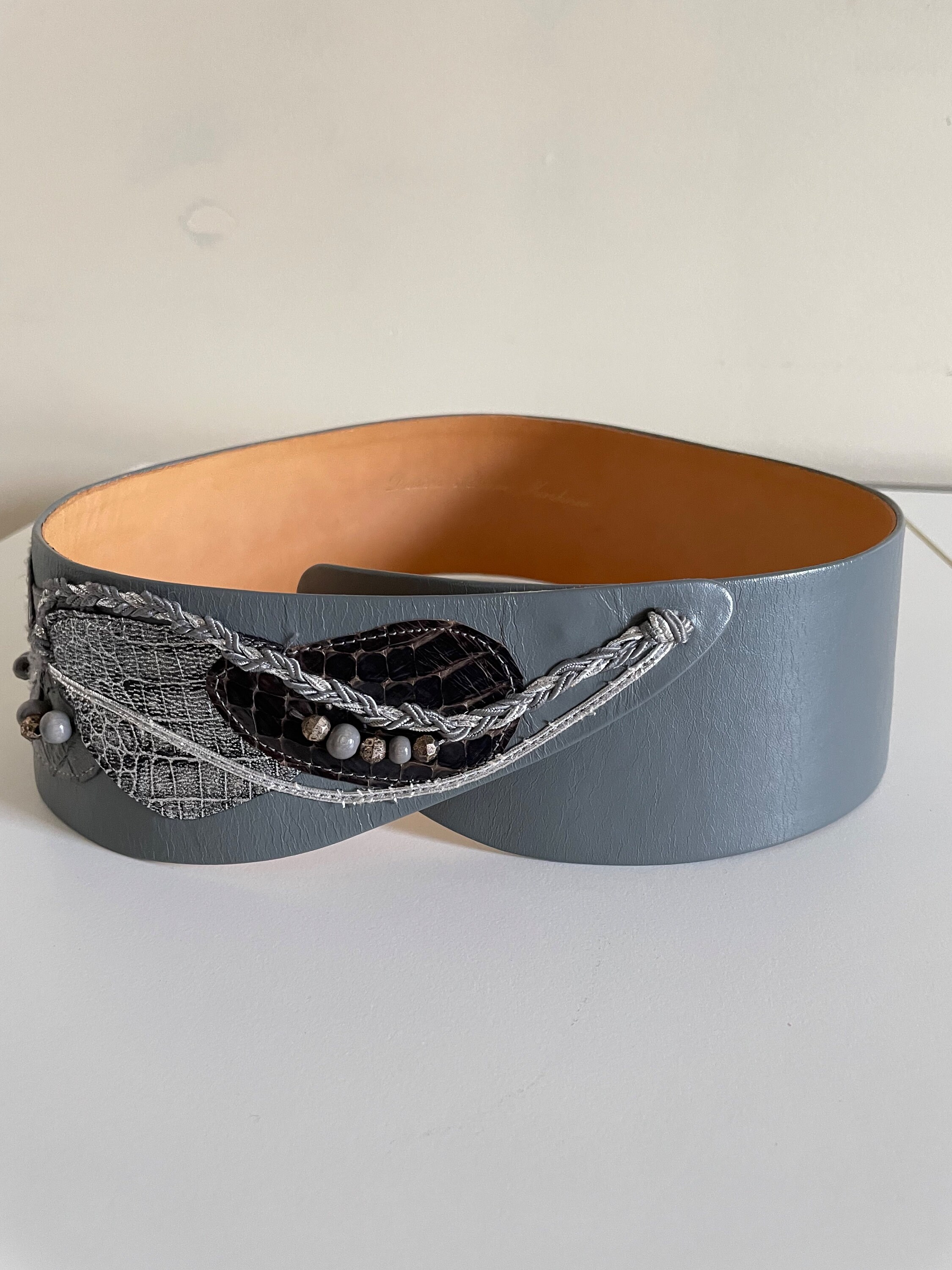 【希少】80's vintage reversible leather belt Vintage 80s Designer Grey Leather Belt | Designer Belt