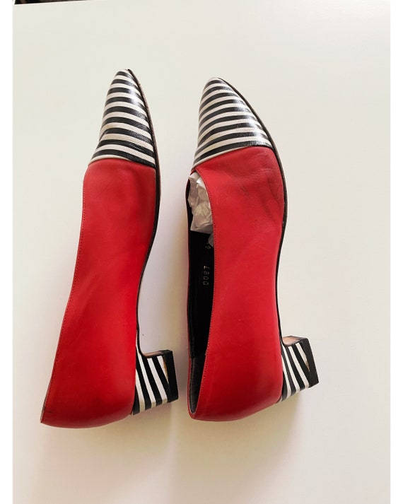 Vintage Mondi low heel shoes, red striped vintage… - image 3