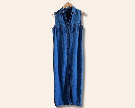 Vintage 90s Archival Ralph Lauren Indigo 100% Linen Maxi Dress | Vintage Ralph  Lauren | Vintage Linen Dress Maxi - Etsy