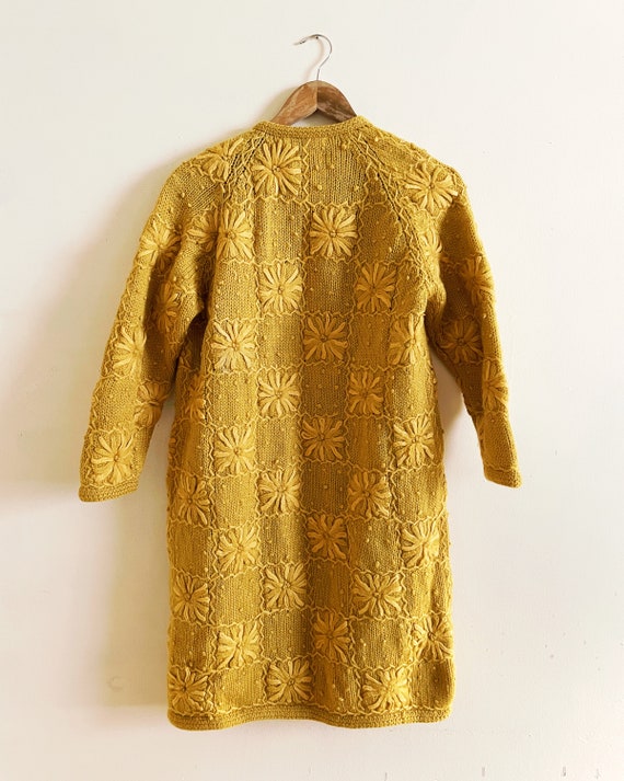 50s or 60s Vintage Marigold Handknit Tunic Cardig… - image 7