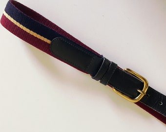 Vintage COACH Wool and Leather Belt Size 36 Navy Blue and 