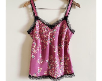 Y2K Vintage Silk Floral Cami | Vintage Cami Lingerie | Vintage Y2K 2000s Cami Silk | Silk Cami, Victoria Secret Doen Vibes