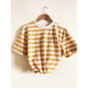Guess T-Shirt Los Angeles Striped Yellow | Striped Yellow Shirt | Los Angeles Shirt | Vintage Guess