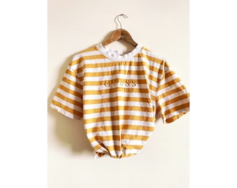 Guess T-Shirt Los Angeles Striped Yellow | Striped Yellow Shirt | Los Angeles Shirt | Vintage Guess