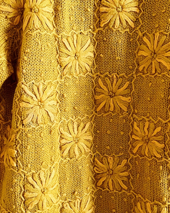 50s or 60s Vintage Marigold Handknit Tunic Cardig… - image 5