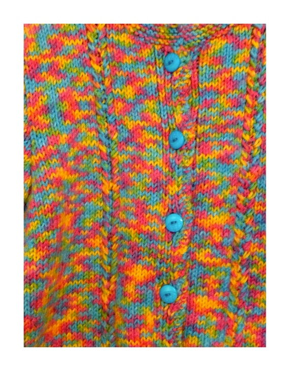 Vintage Handknit Rainbow Top, Space Dye Sweater, … - image 2