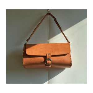 Vintage Vegetable Tan Leather Shoulder Bag | Vegetable Tan Leather | Tan Bag Purse