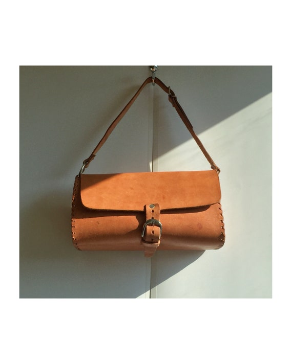 Vintage Vegetable Tan Leather Shoulder Bag | Vege… - image 1