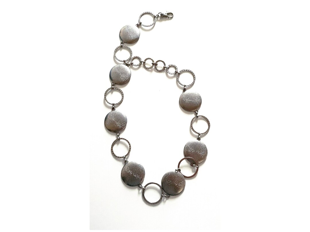 Vintage 90s 80s Matte Silver Chain Belt, Chain Coin Belt, Silver Belt, Silver Chain Belt, Rare