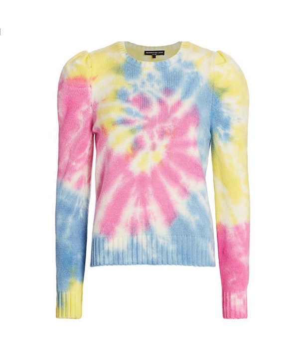 Generation Love Rainbow Puffed Sleeve Tie Dye Sweater… - Gem